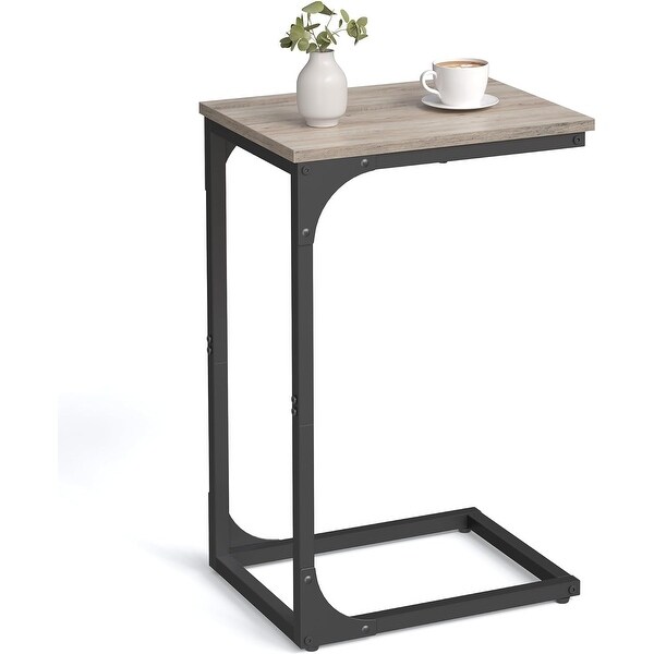 CShaped End Table，Small Side Table with Metal Frame for Living Room，Bedroom