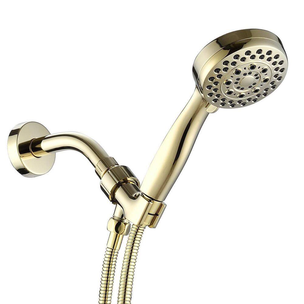 Tahanbath 5-Spray Patterns with 2.5 GPM 3.5 in. Wall Mount High Pressure Handheld Shower Head in Gold W122467234-KXC