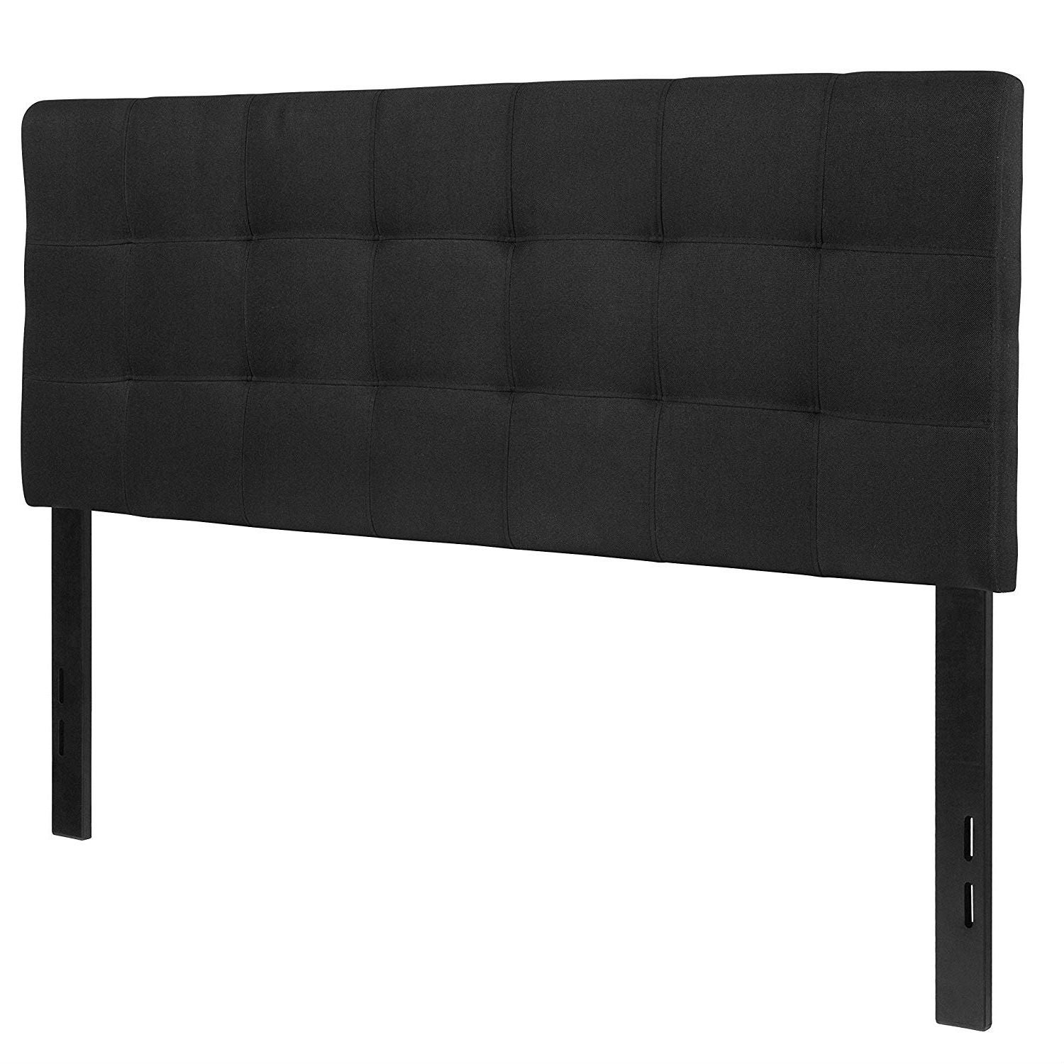 Full size Modern Box-Stitch Black Fabric Upholstered Headboard - - 30667990