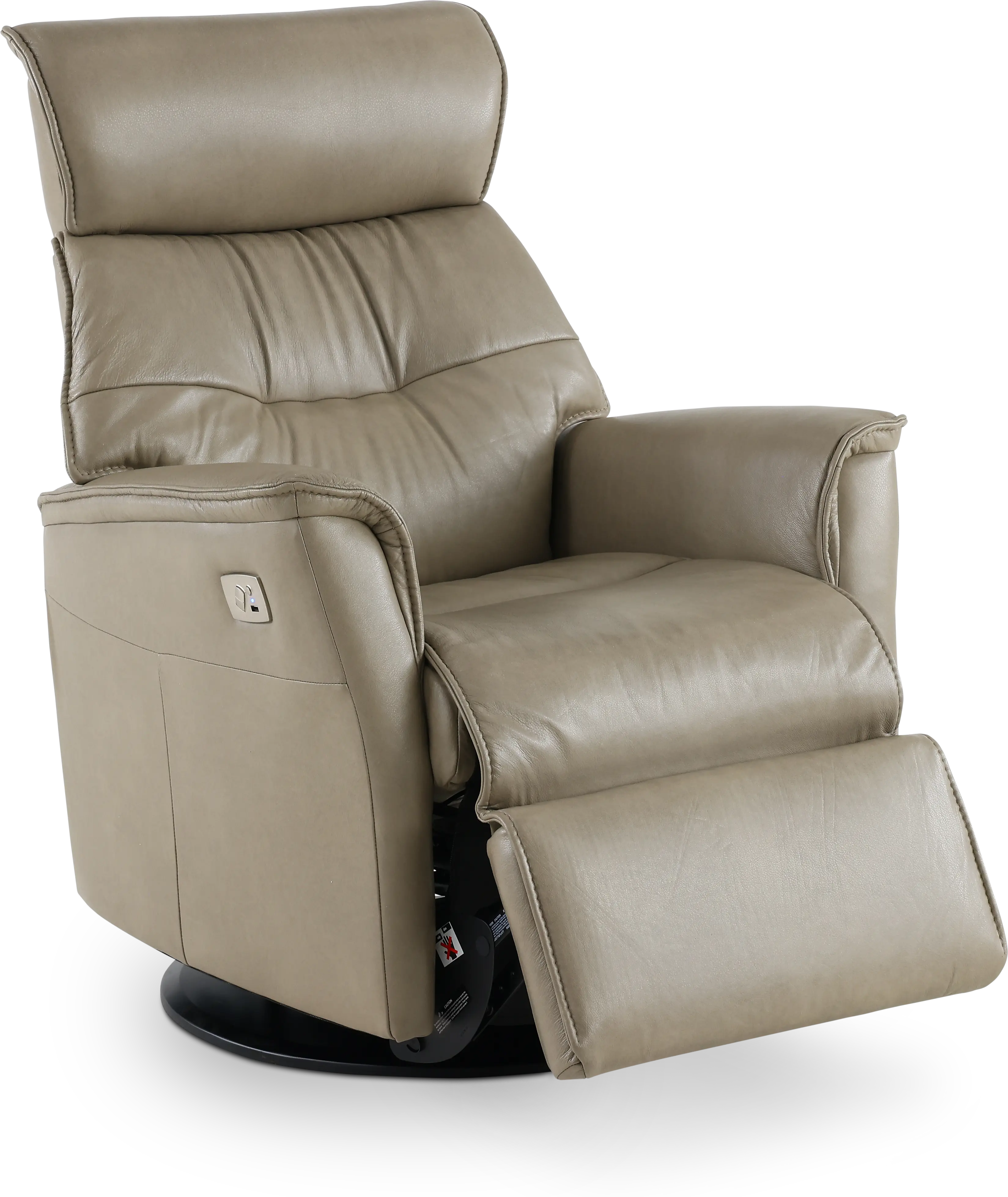 Captain Beige Standard Leather Swivel Glider Power Recliner