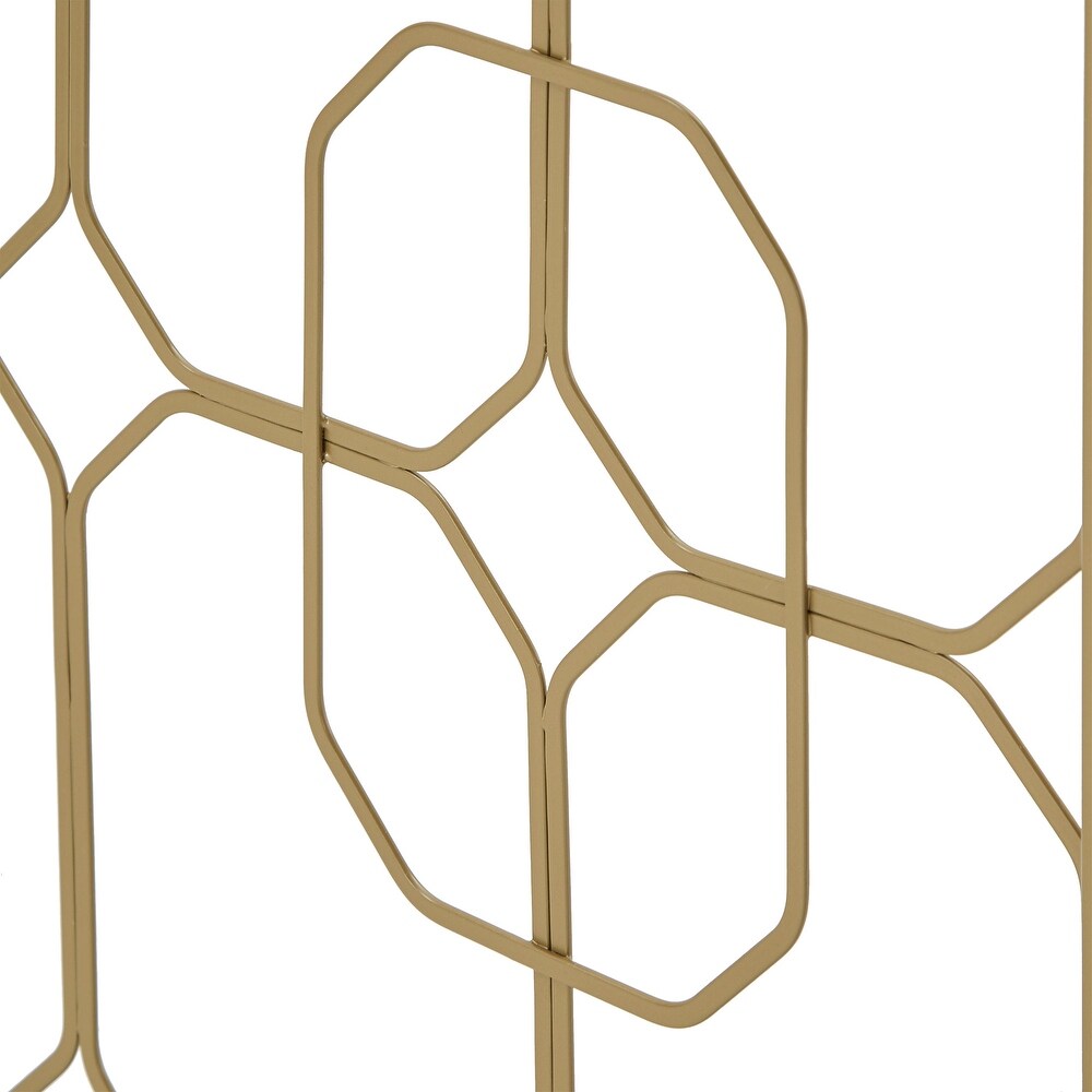 Elle Octagon Pattern Gold Metal and Glass Table by iNSPIRE Q Bold