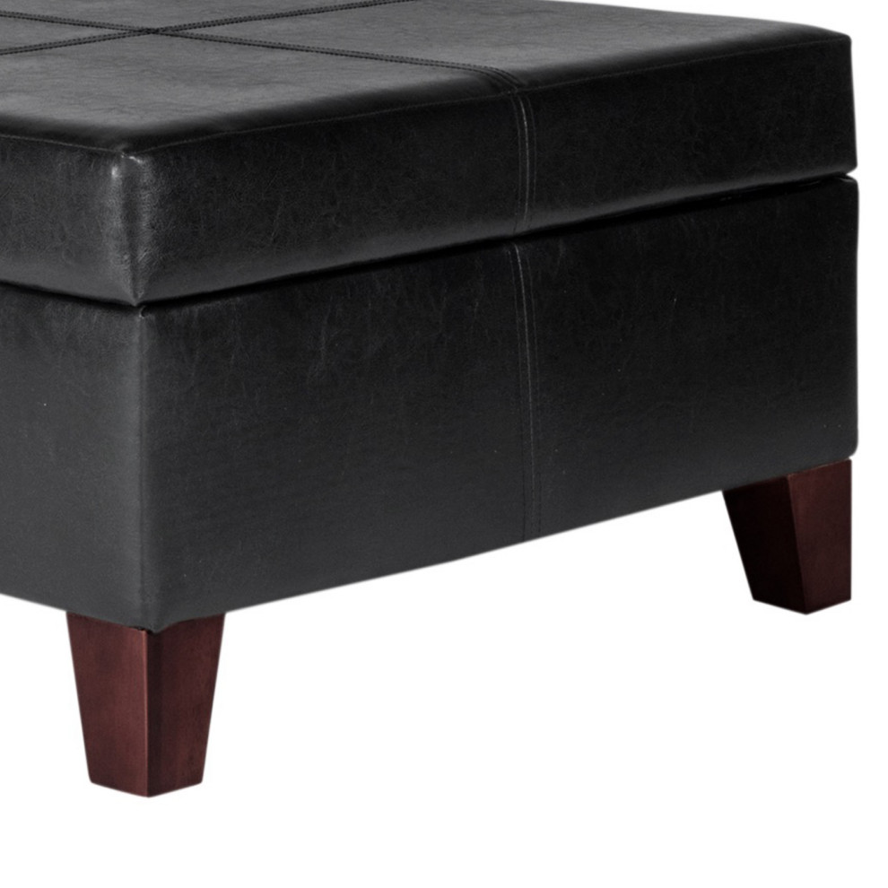 Leatherette Upholstered Wooden Ottoman With Hinged Storage  Black  ampBrown  Large   Transitional   Footstools And Ottomans   by Uber Bazaar  Houzz