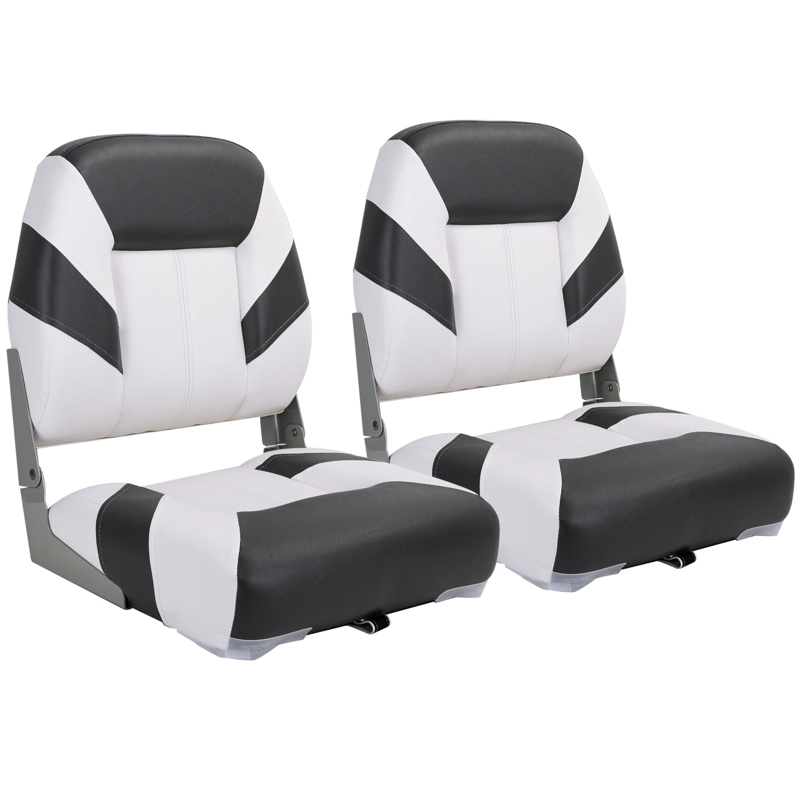 NORTHCAPTAIN Deluxe White/Charcoal Low Back Folding Boat Seat， 2 Seats