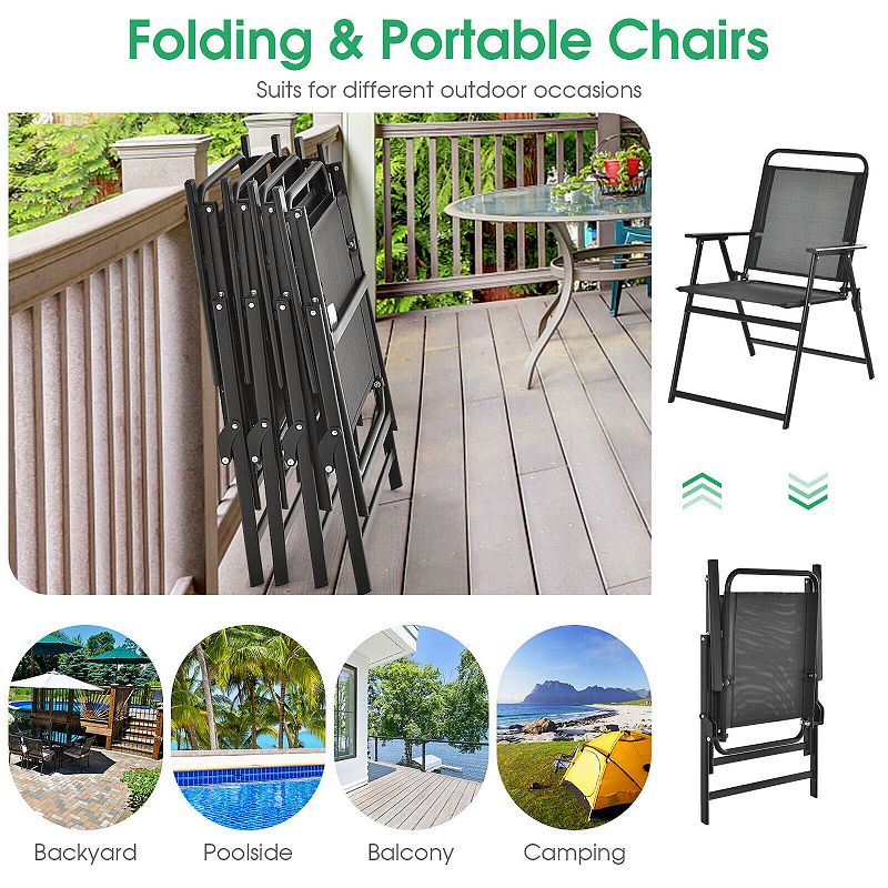 Outdoor Folding Chairs with Breathable Seat