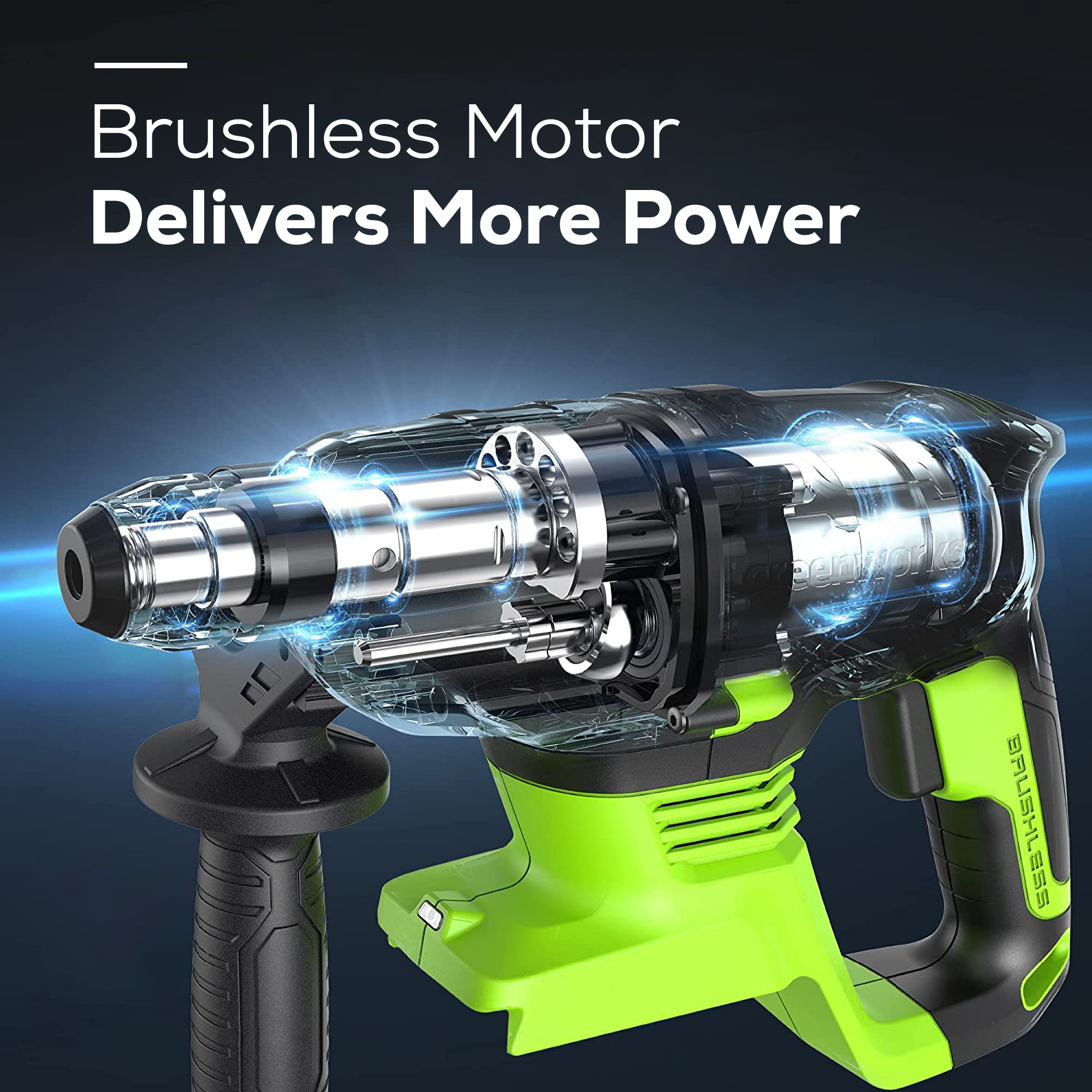 24V Brushless SDS-Plus Rotary Hammer | Greenworks Tools