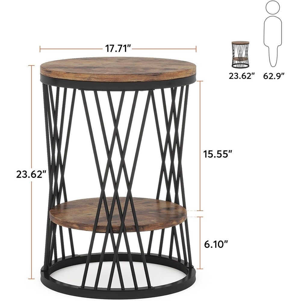 2 Tier Bedside Table Nightstand Slim Coffee Snack Table