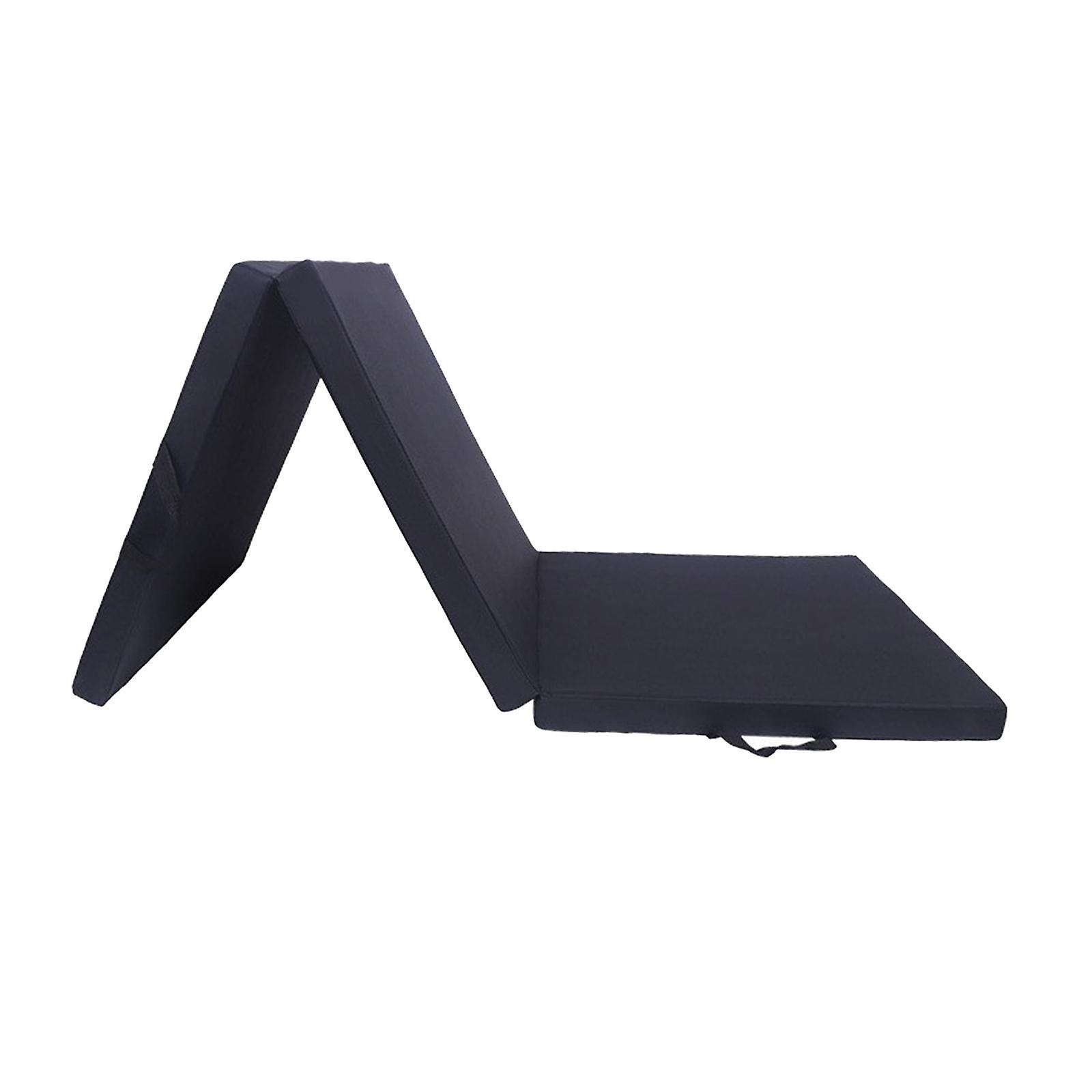 Three Fold Folding Thick Exercise Mat Yoga Pad For Stretching Training Fitness Black Pu Leather