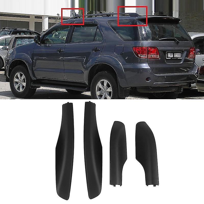 4pcs Black Abs Car Roof Luggage Rack Rail End Cover Shell Protector Fit For Fortuner 2004-2014