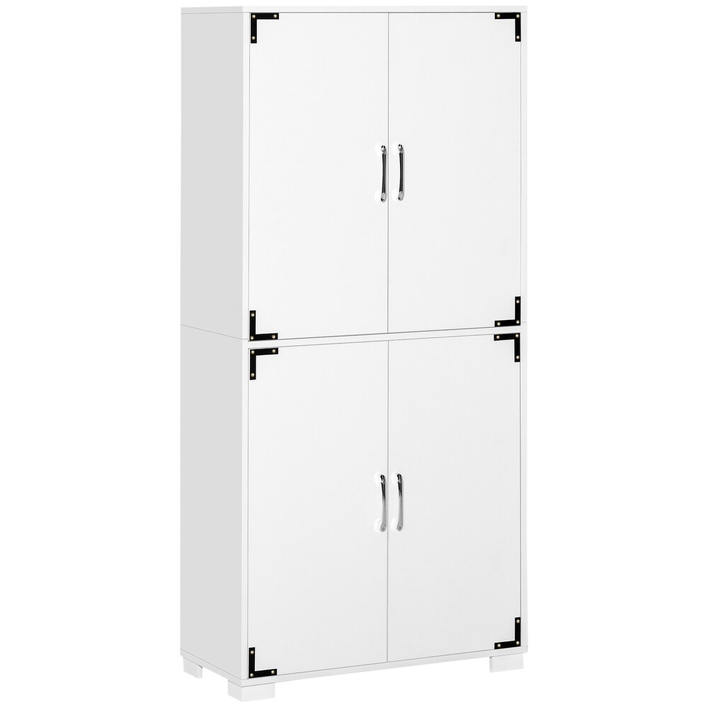 Kitchen Pantry Cabinet with 4 Door Cupboard and Storage Shelves