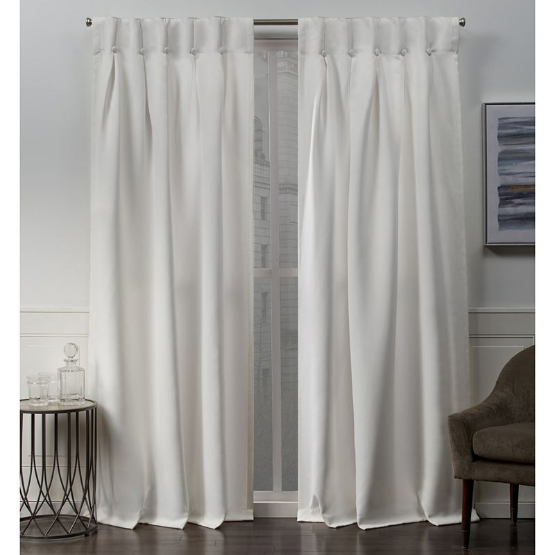 Exclusive Home 2-pack Woven Blackout Button Top Window Curtains