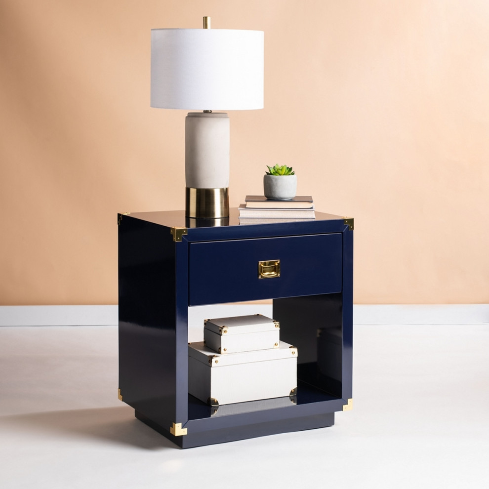 Maven Lacquer Side Table Navy   Contemporary   Side Tables And End Tables   by Peachtree Fine Furniture  Houzz