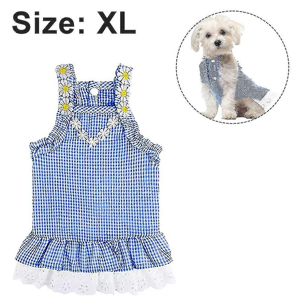 Dog Dresses Girl Pet Clothes Plaid Princess Skirt Spring Summer Tutu Lace Birthday Party Dresses