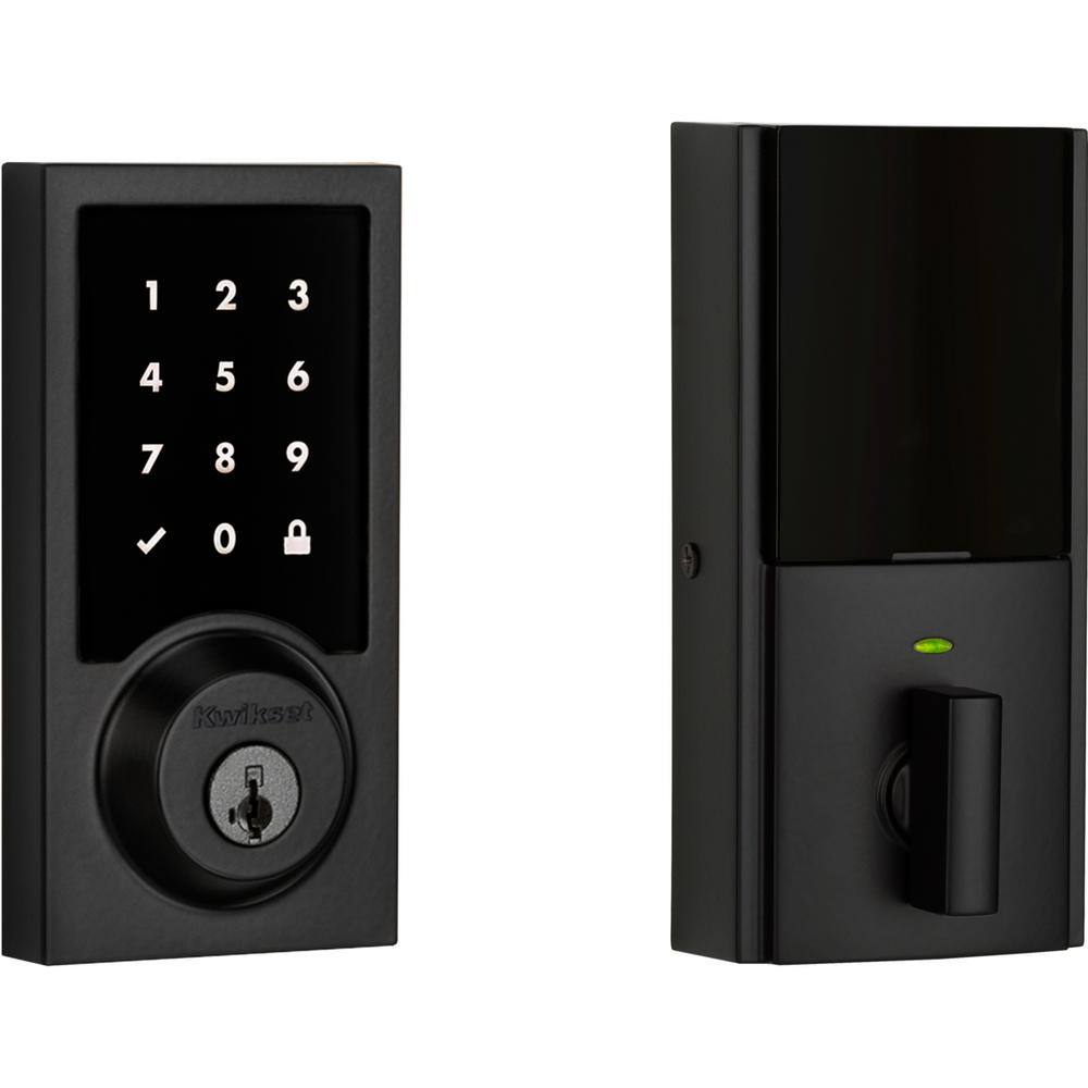 Kwikset SmartCode 916 Zigbee 3.0 Contemporary Touchscreen Matte Black Single Cylinder Keypad Electronic Deadbolt with SmartKey 916CNTTSZB3514