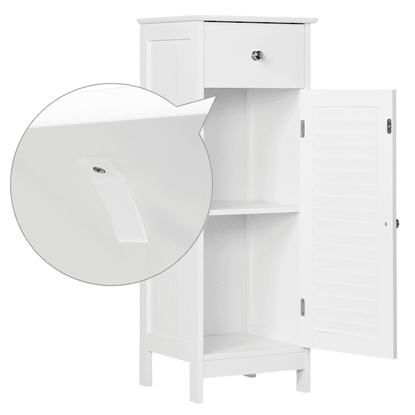 Topeakmart Bathroom Floor Storage Cabinet Free-Standing Storage Organizer with Drawer and Single Shutter Door, White