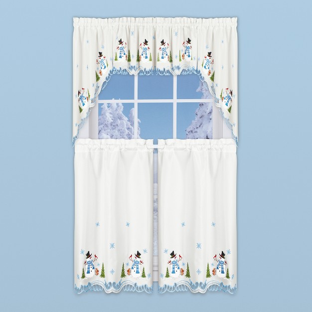 Collections Etc Snowman Embroider Curtains