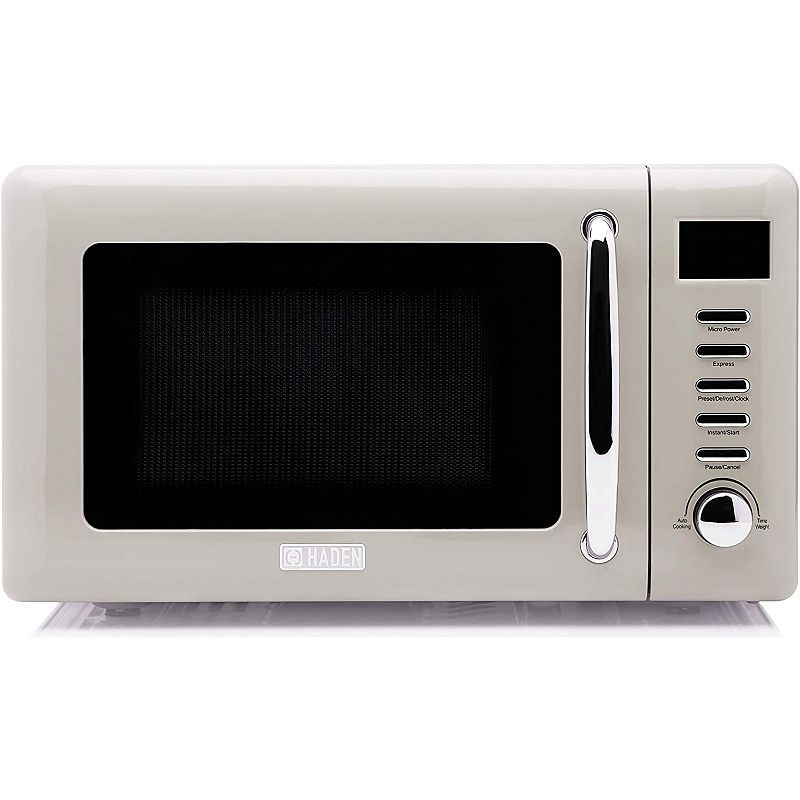 Haden Cotswold Vintage Retro 0.7 Cu Ft 700W Countertop Microwave Oven， Putty