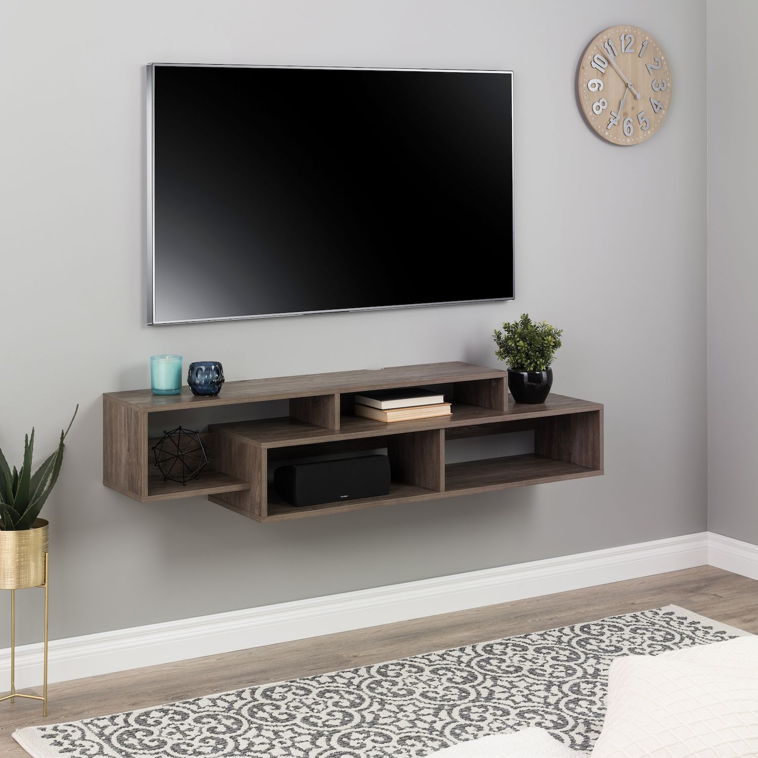 Prepac Modern Wall Mount Media Console Shelf