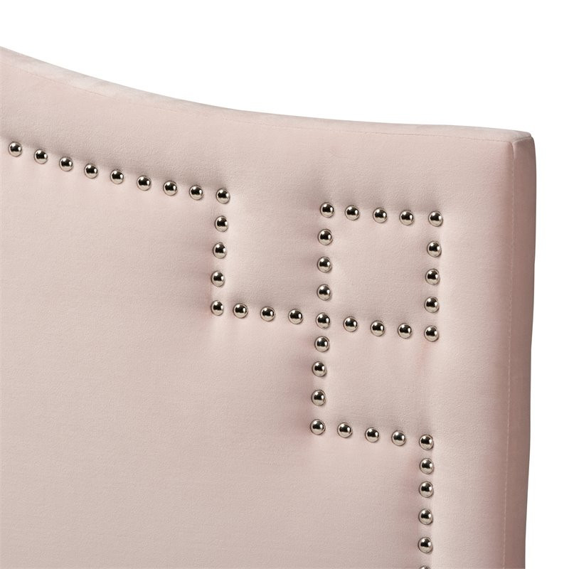 Baxton Studio Aubrey Velvet and Wood King Headboard in Light Pink   Transitional   Headboards   by Homesquare  Houzz