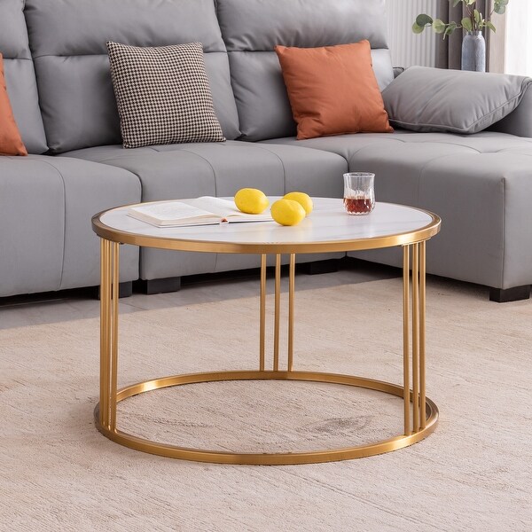 Golden stainless steel frame coffee table