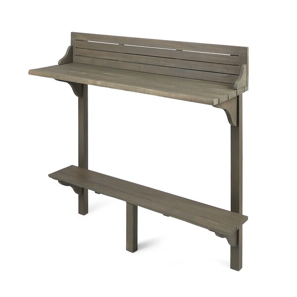 Outdoor Acacia Wood Balcony Bar Table，Gray Finish