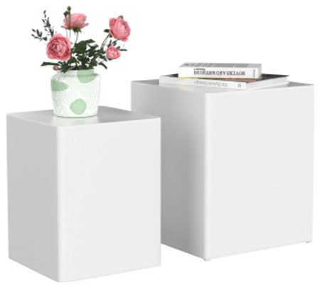 White nesting table mdf side table living room end table   Contemporary   Side Tables And End Tables   by HIGHLIGHT USA LLC  Houzz