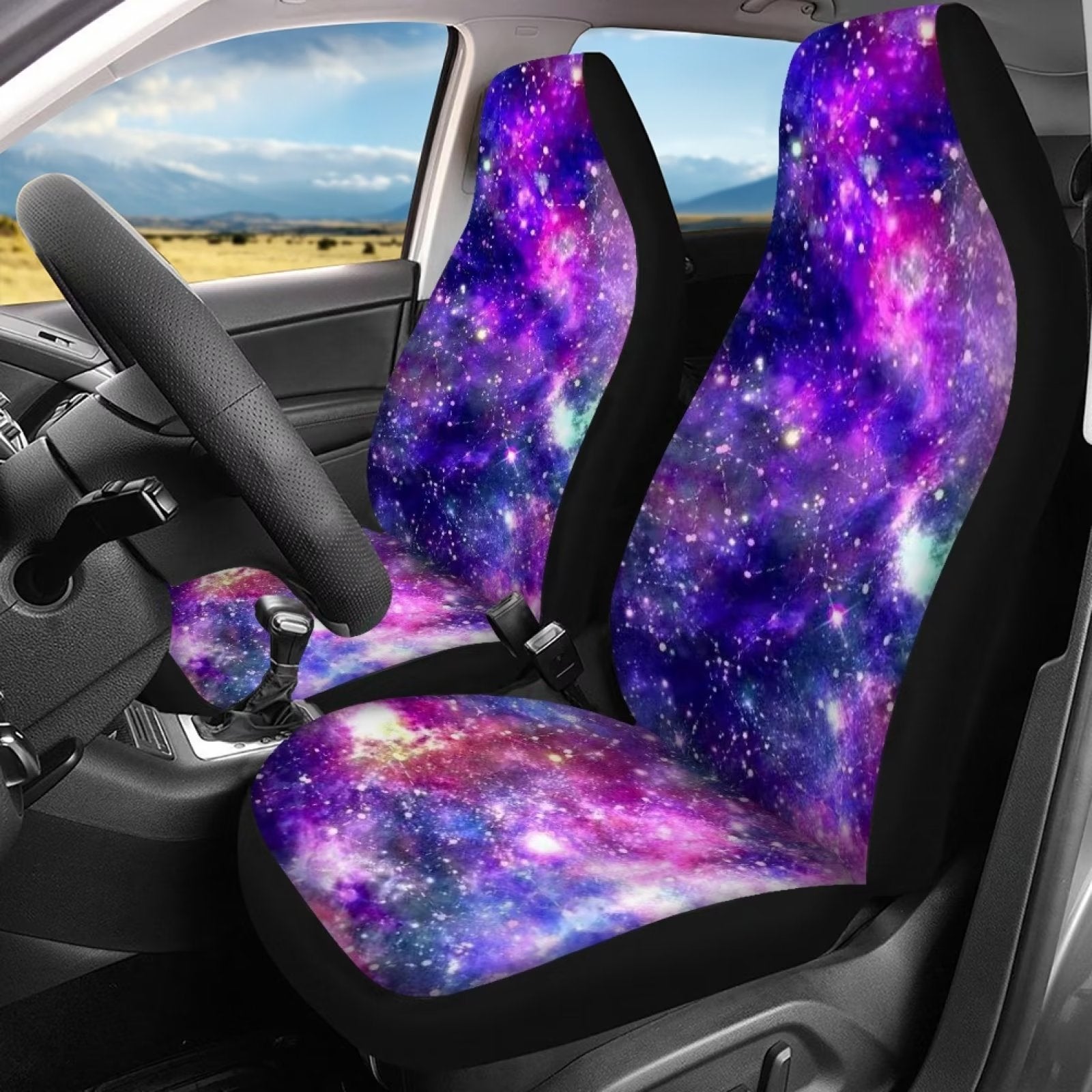 Diaonm Cosmic Starry Sky Car Seat Cover for Car SUV Van Truck Full Interior Protection Auto Accessory Gift Set， 4pcs Front Rear Seat Cover ，Stylish Auto Accessiores