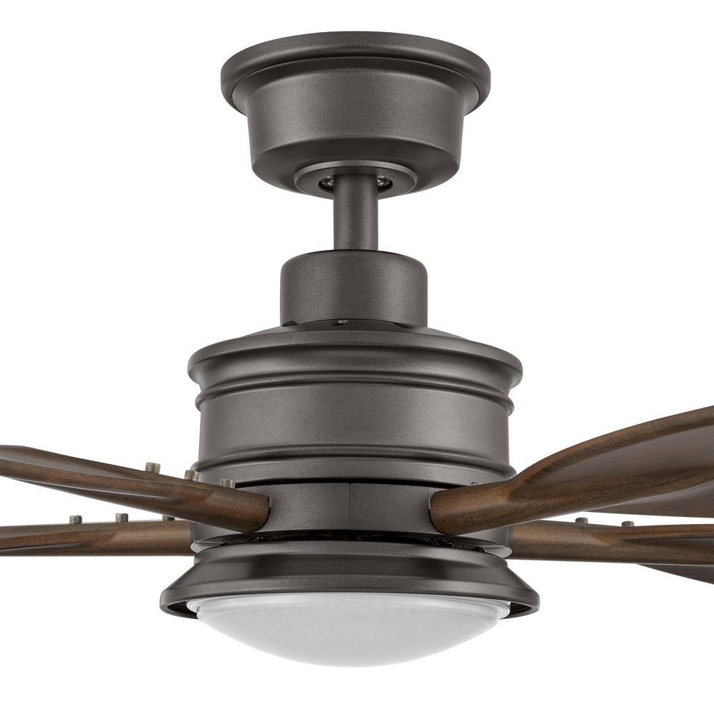 Hampton Bay Fallsburg 52 in. Integrated LED IndoorOutdoor Natural Iron Ceiling Fan with Light and Remote Control AK389-NI