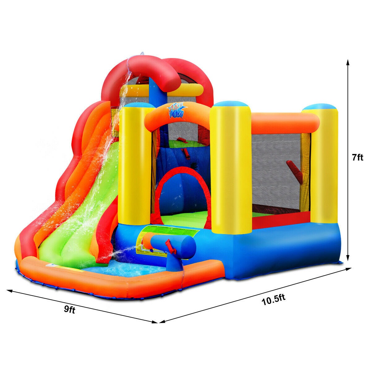 BOUNTECH 6 in 1 Water Slide Jumping Park w/Splashing Pool