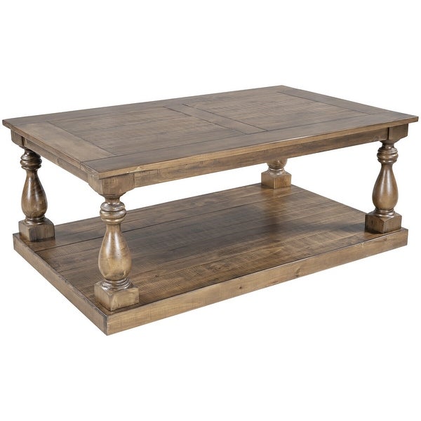 Merax Rustic Floor Shelf Coffee Table with Storage