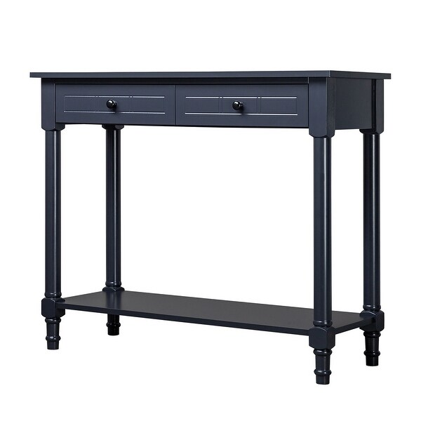 2-Tier Console Table with 2 Drawers， Sofa Table with Storage Shelves