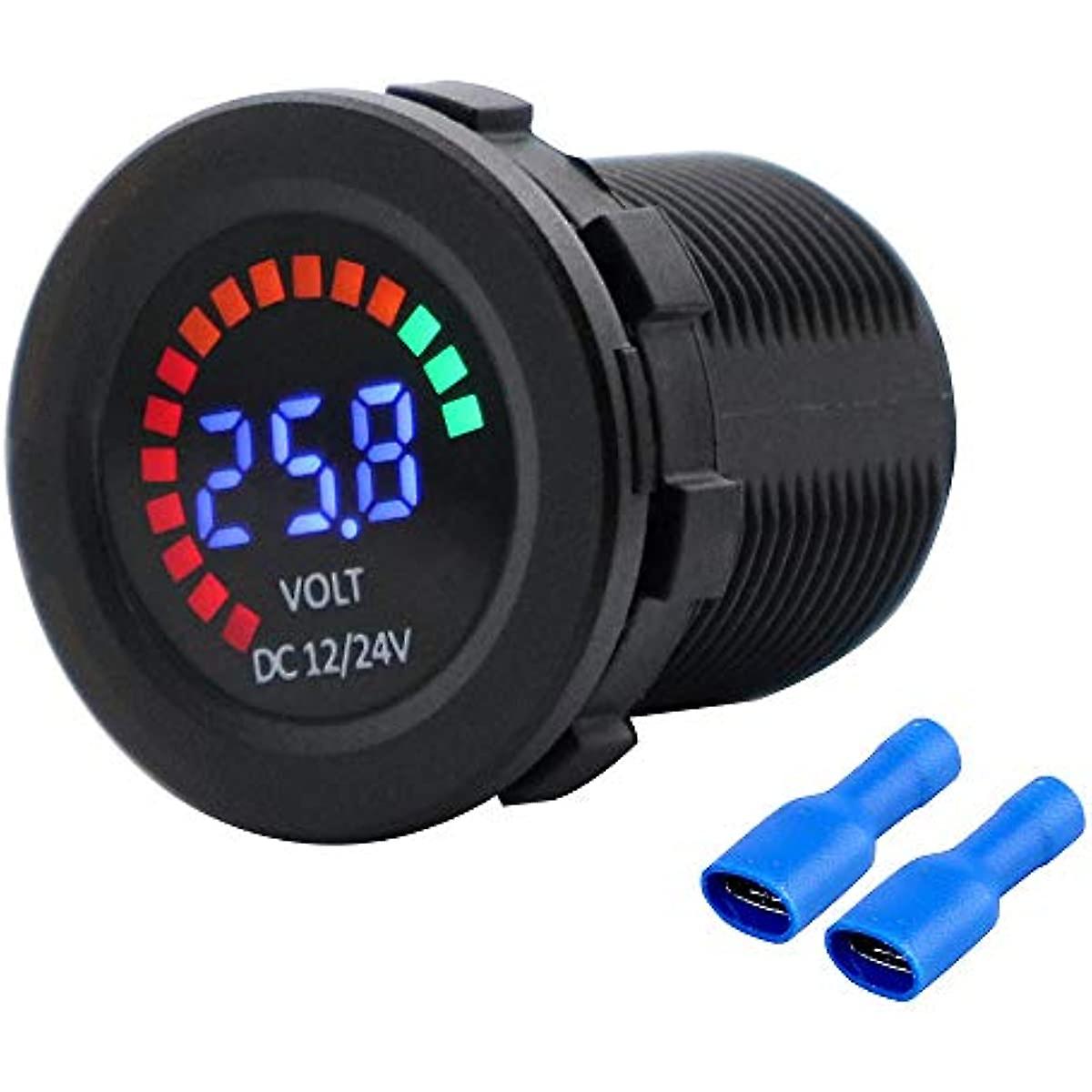 Luchong New 1224v New 1224v Color Led Dc Digital Display Voltmeter With Low Pressure Buzzer Alarm Waterproof Tester Volt Gauge For Car Motorcycle Truc