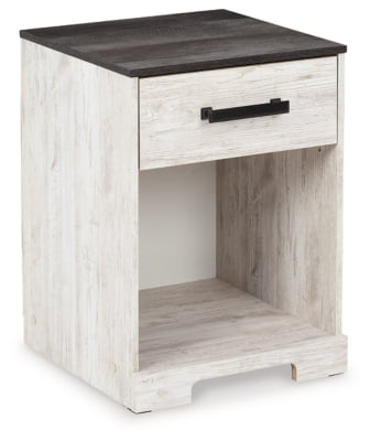 Signature Design by Ashley Shawburn One Drawer Night Stand, White/Dark Charcoal Gray