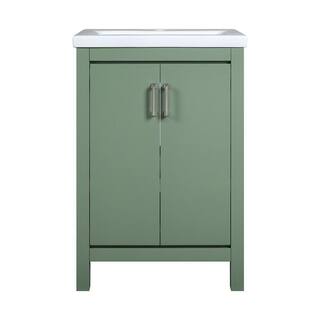 Home Decorators Collection Bailey 24 in. W x 16 in. D x 35 in. H Bath Vanity in Botanical Green with Single Hole White Vitreous China Top BGGVT2416