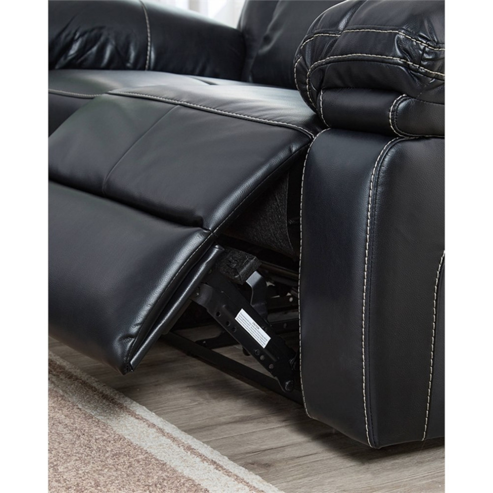 Legend Vansen Modern Air Faux Leather Recliner Loveseat in Black   Contemporary   Loveseats   by Homesquare  Houzz