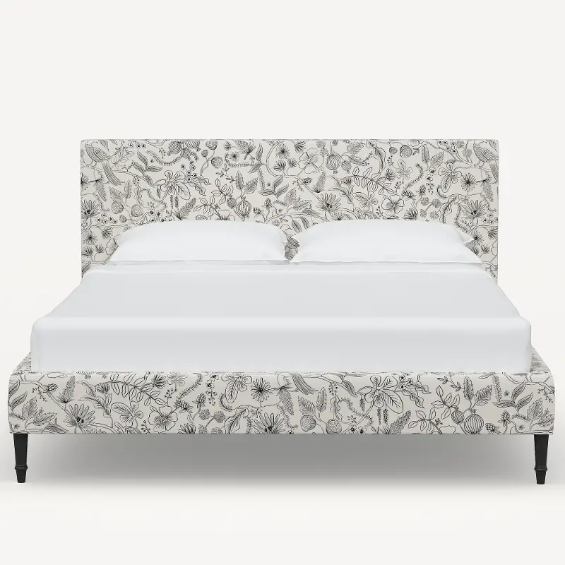 Rifle Paper Co Elly Aviary Cream and Black Twin Platform Bed