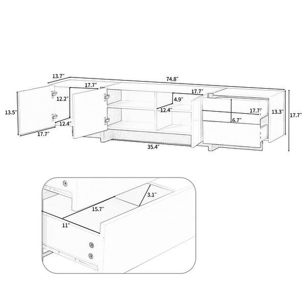 Rectangle Design TV Stand; Unique Style TV Console Table for TVs Up to 80