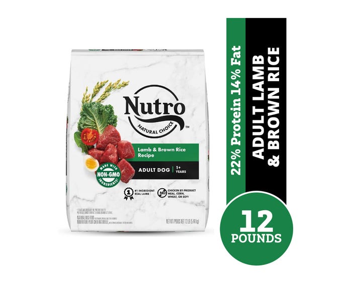 Nutro Natural Choice Lamb  Brown Rice Recipe Adult Dry Dog Food， 12 lb. Bag