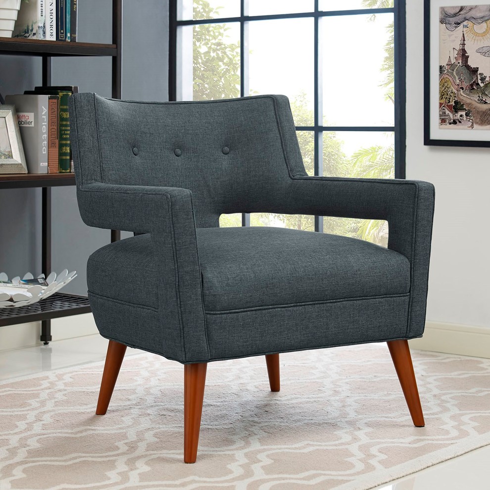 Modern Contemporary Urban Design Living Lounge Room Armchair  Navy Blue  Fabric   Midcentury   Armchairs And Accent Chairs   by House Bound  Houzz