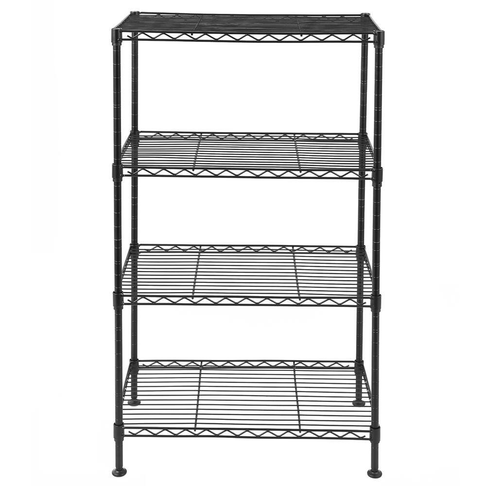 Karl home Black 4-Tier Heavy Duty Steel Freestanding Garage Storage Shelving Unit (11.81 in. W x 31.5 in. H x 19.69 in. D) 302992573402