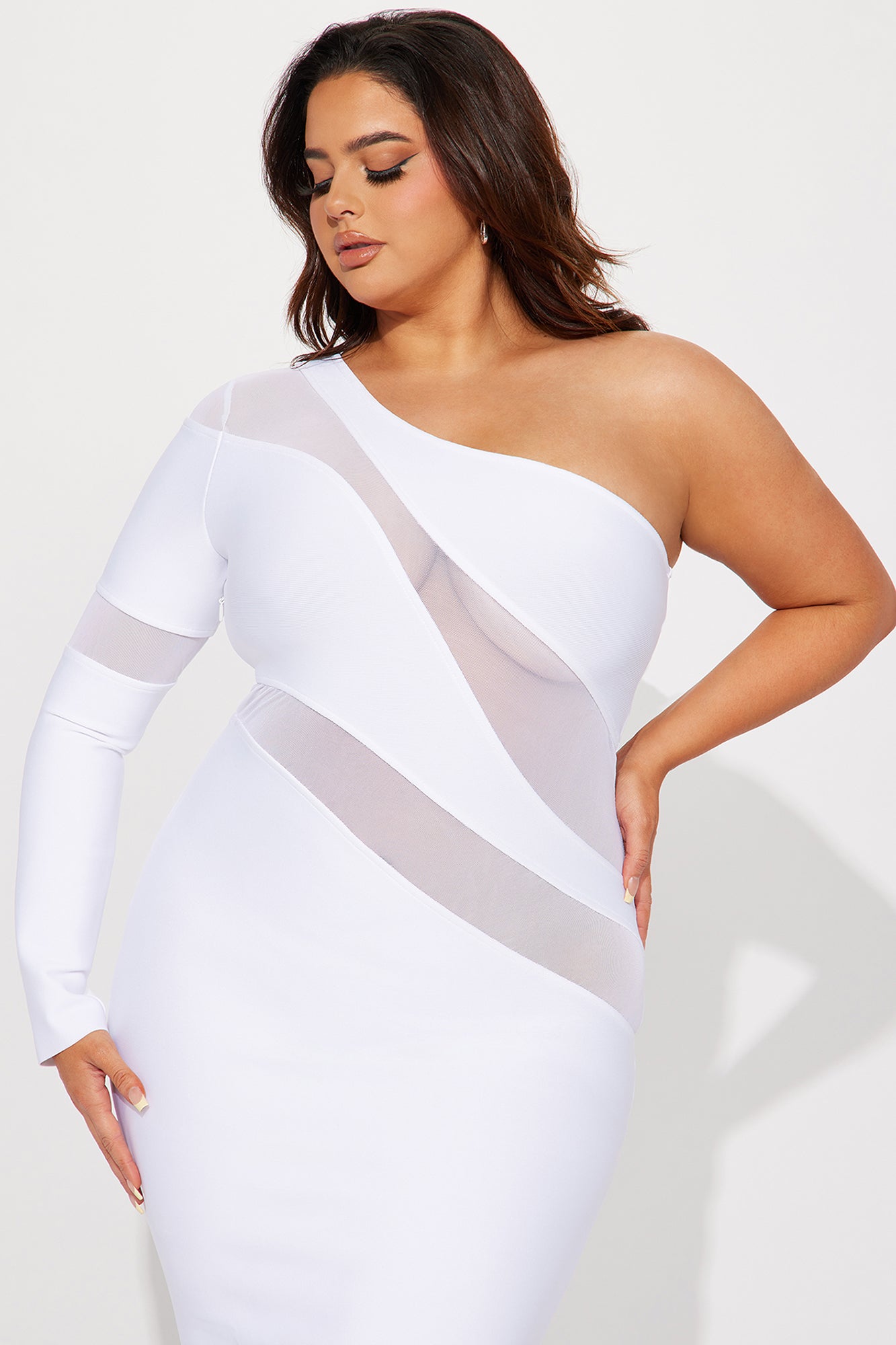 Ava Bandage Midi Dress - White