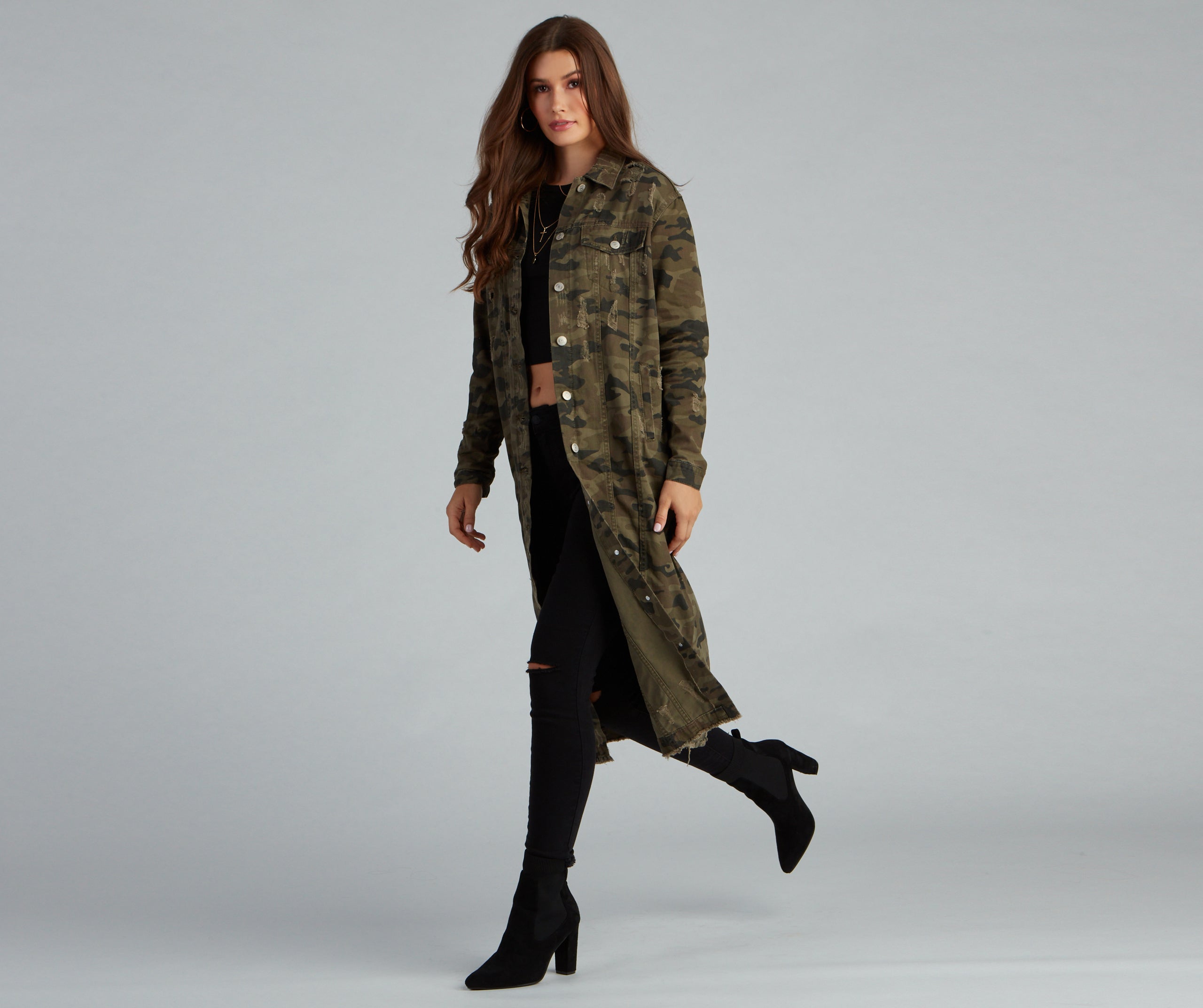 Step Up Camo Long Line Jacket