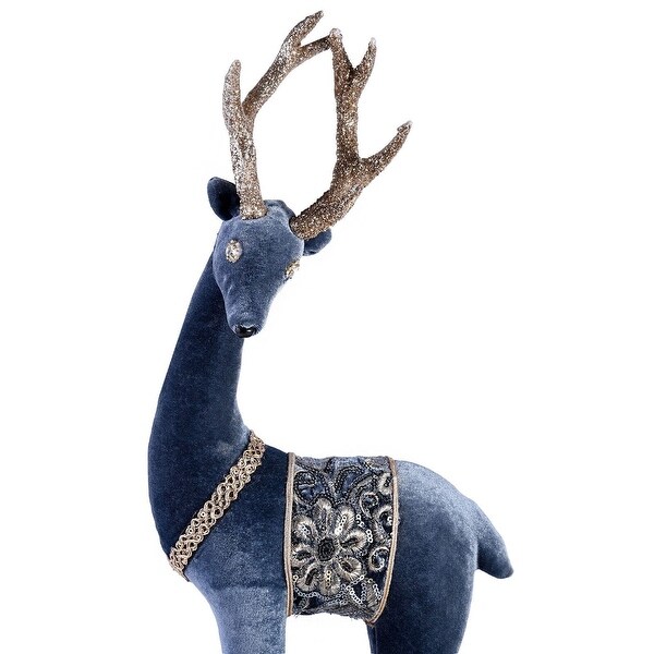 24 Large Blue and Gold Deer Christmas Figurine Decoration