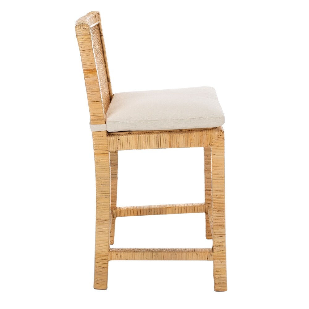 SAFAVIEH Tojo 24 inch Cane Counter Stool with Cushion   22.6\