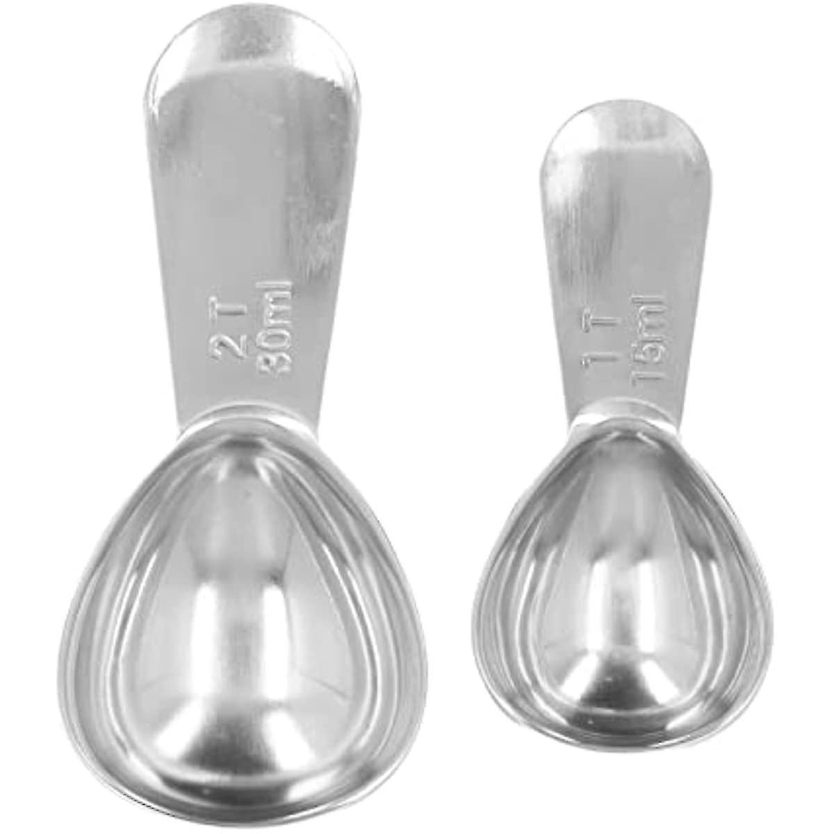 2pcs Tablespoon Measuring Spoon  Coffee Scoop Stainless Steel With Accurate Measurement Short Handle Metal Spoons Set For Tea Sugar Flour