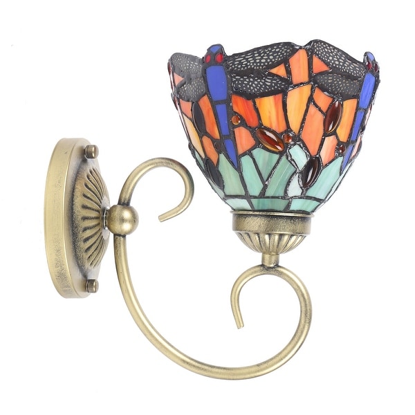  Style Wall Lamp Stained Glass Armed Wall Sconces