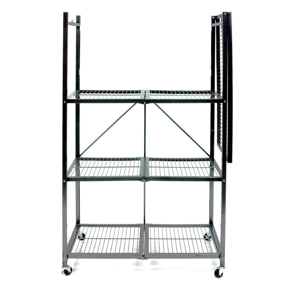 Origami Gray 4-Tier Multi Purpose Steel Folding Storage Rack with Wheels 20.9 in. x 35.8 in. x 60 in. (2-Pack) 2 x R5-01W