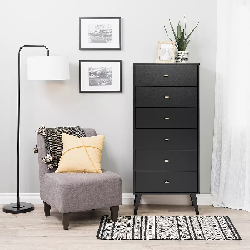 Prepac Milo Mid-Century Modern Tall 6-Drawer Dresser