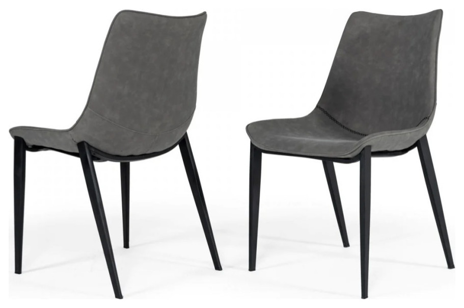 Paulie Modern Gray Eco Leather Dining Chair  Set of 2   Contemporary   Dining Chairs   by Virgil Stanis Design  Houzz