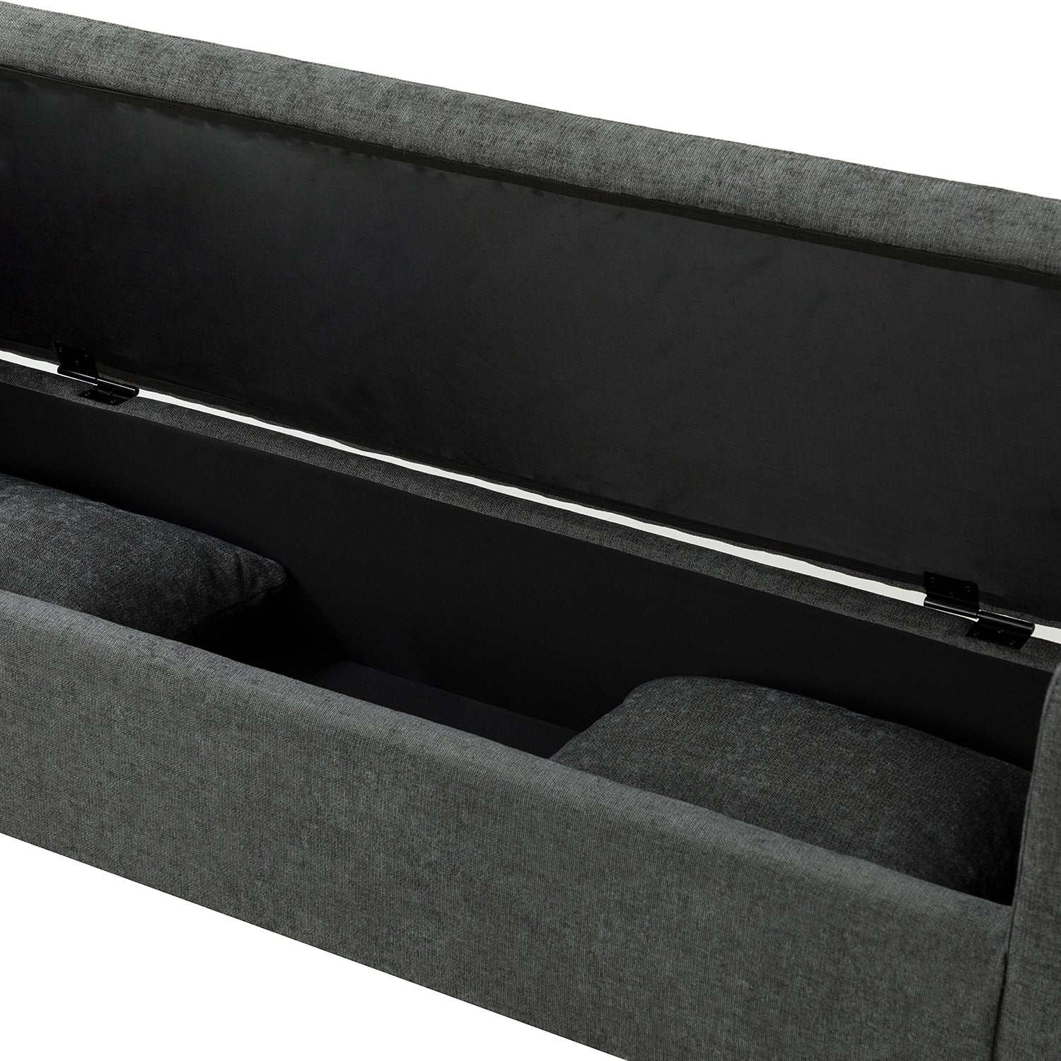 14 Karat Home Bedroom Bench, Upholstered Entryway Arm Bench with Storage Space, Charcoal