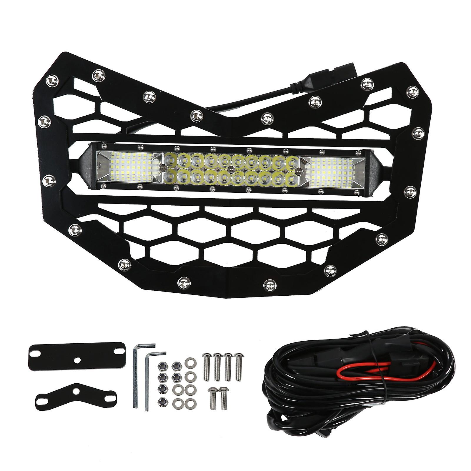 Black Utv Mesh Grille With Led Lightbar Waterproof Aluminum Alloy Replacement For Canam Maverick X3 20172021